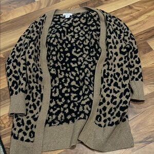 Leopard Print Open Front Cardigan